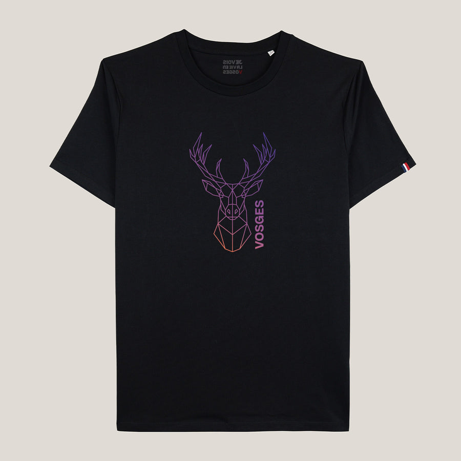 t-shirt noir cerf stylisé