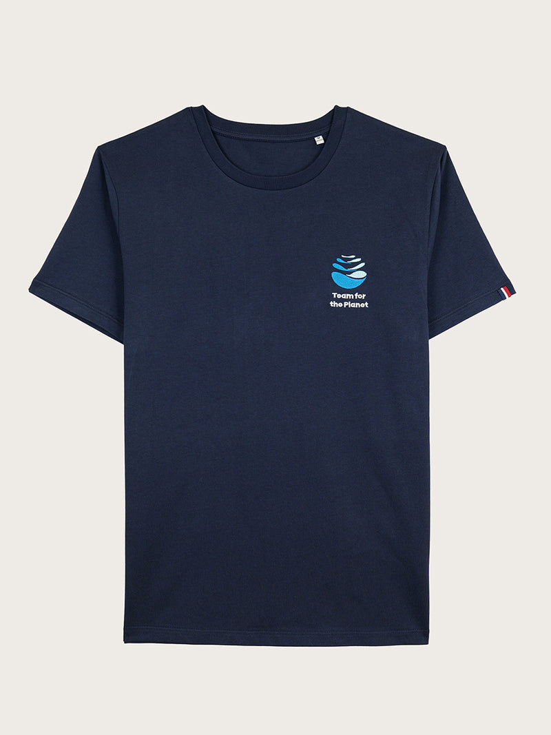 t-shirt bleu marine brodé Team for the Planet
