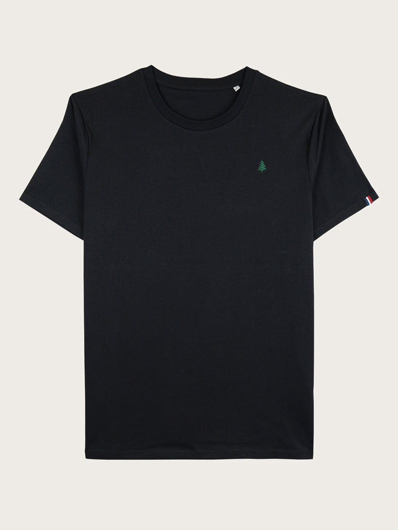 t-shirt Charlie noir piqué à plat