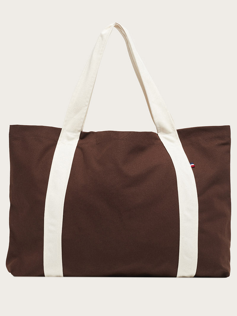 sac cabas fabio chocolat piqué à plat