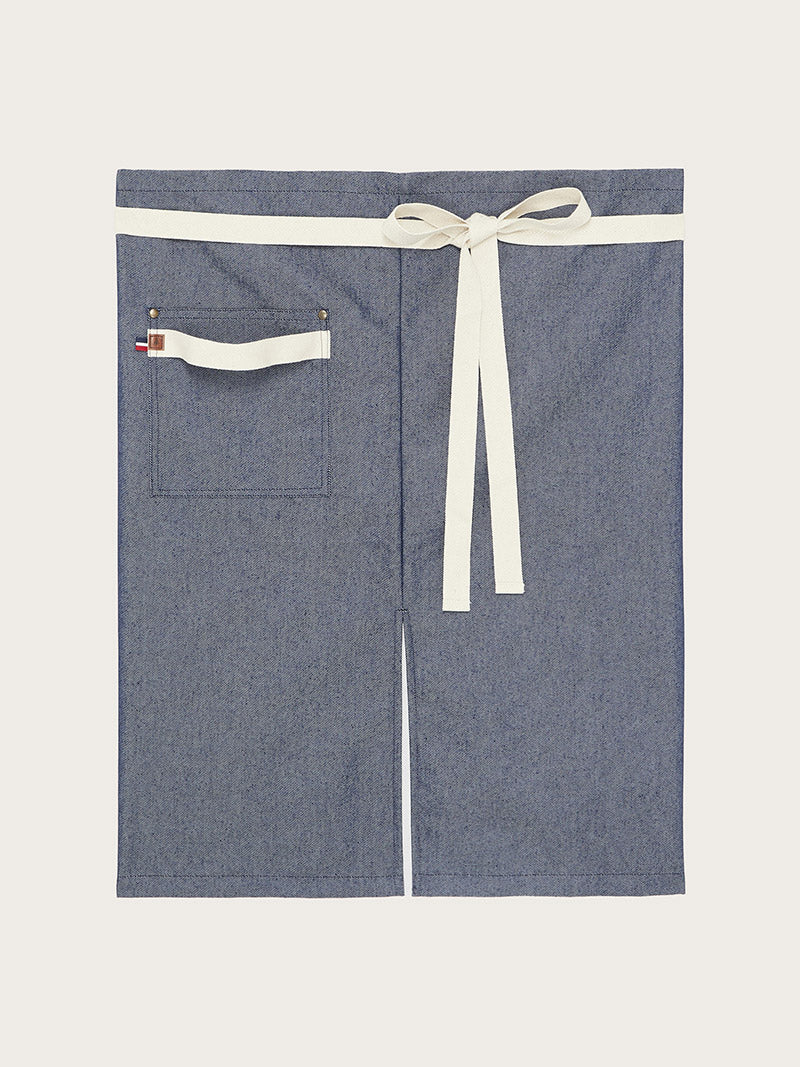 tablier court flamenco denim piqué à plat