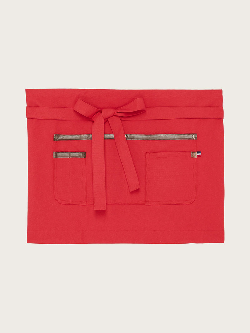 tablier court java rouge piqué à plat