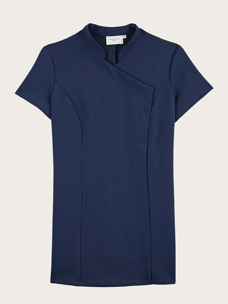Blouse bleu marine Laurène piquée à plat