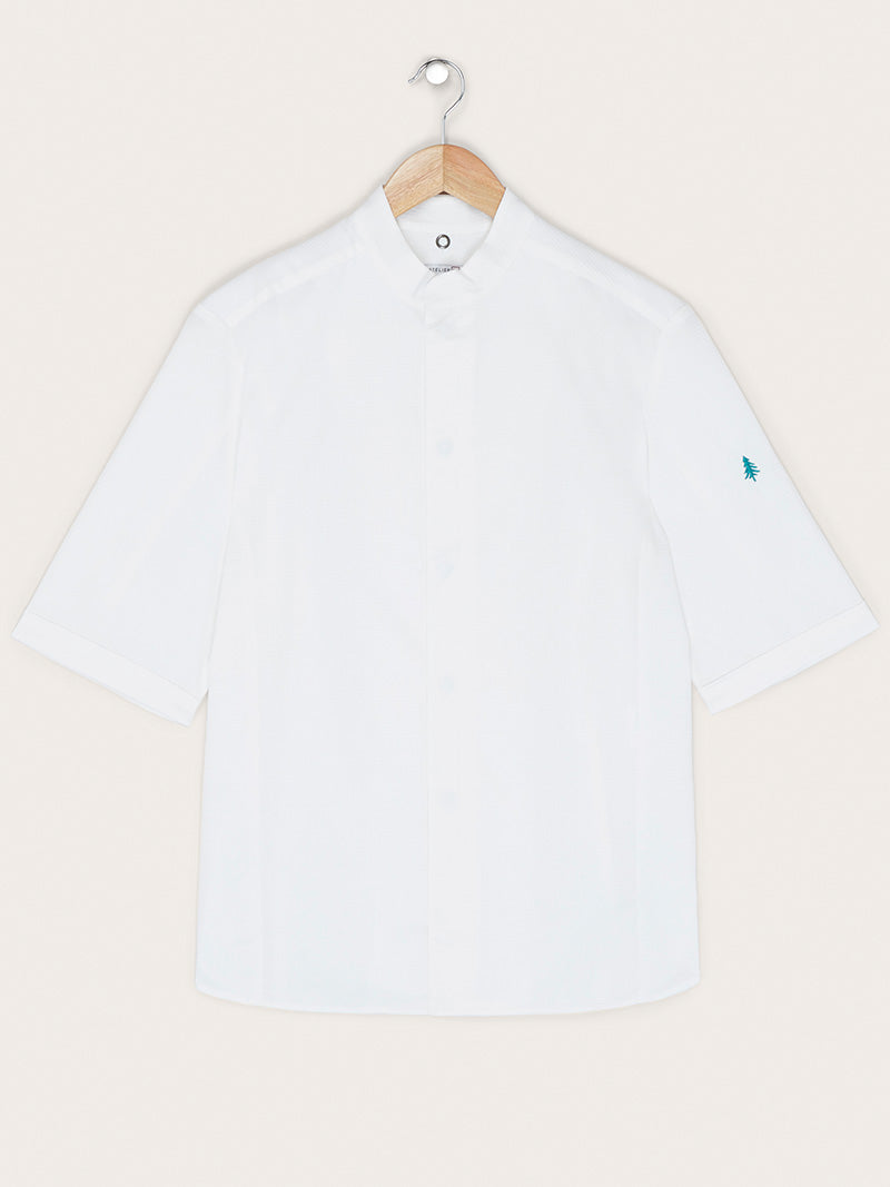 veste blanche noire piquée à plat