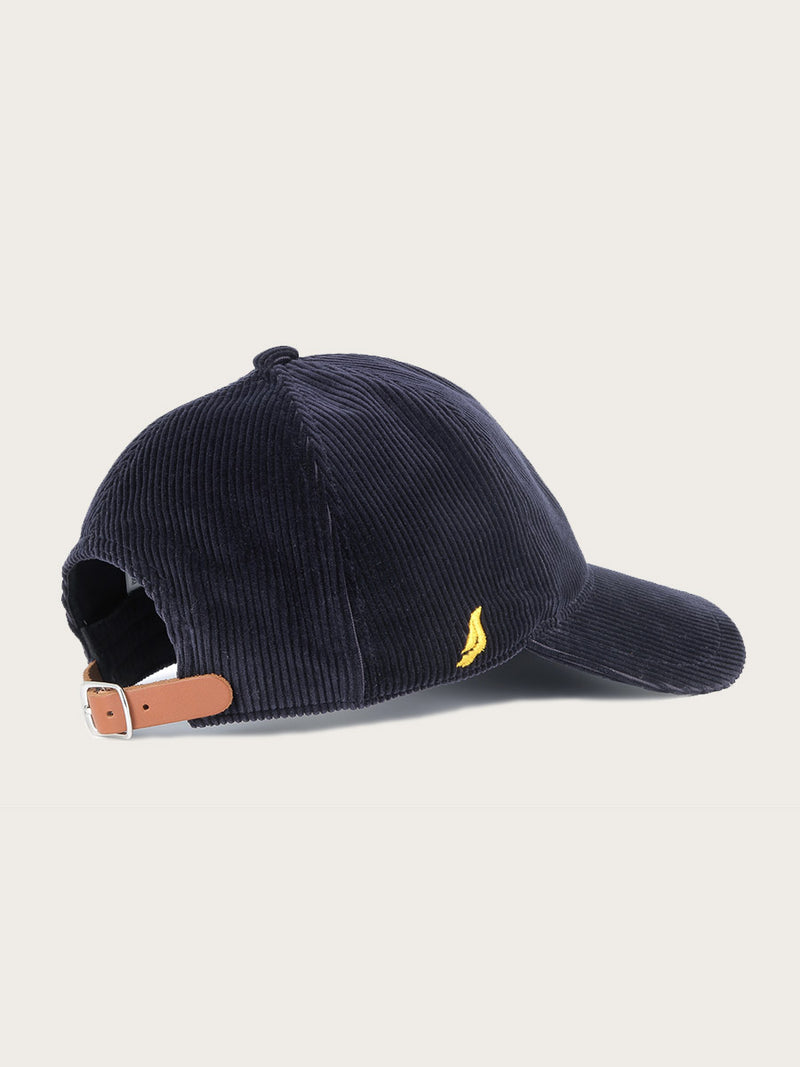 vue 3/4 arrière casquette ayma bleu marine