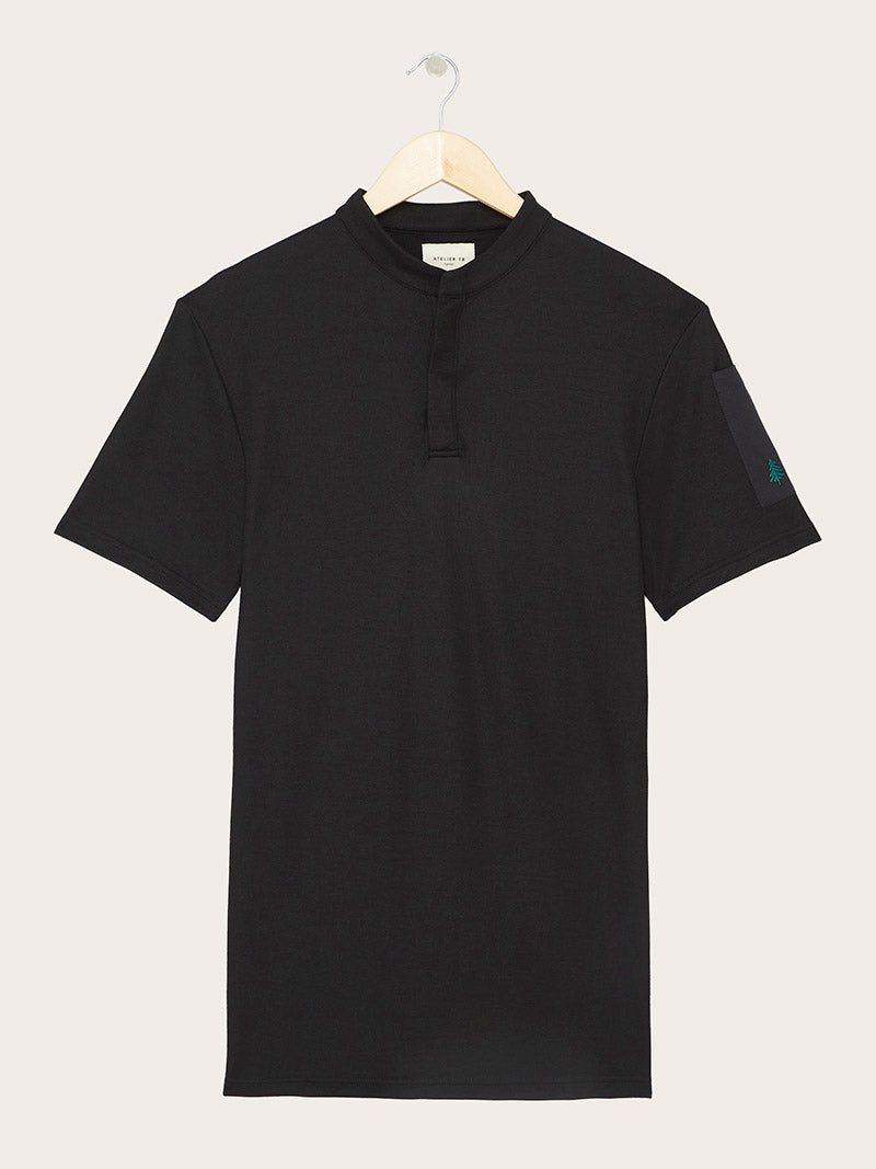 polo Simba noir MC piqué à plat