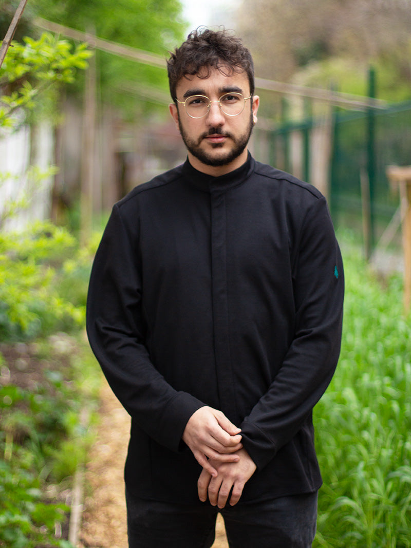 veste de cuisine noire lilo sur homme 1