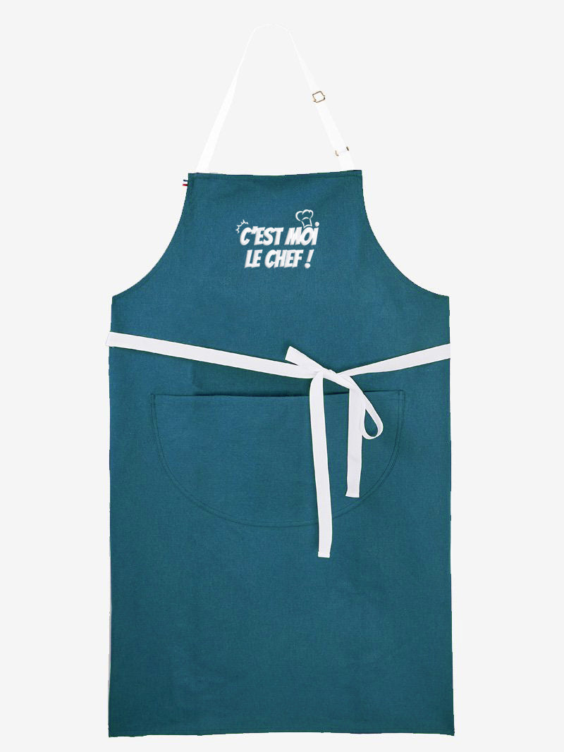 tablier bleu canard c'est moi le chef