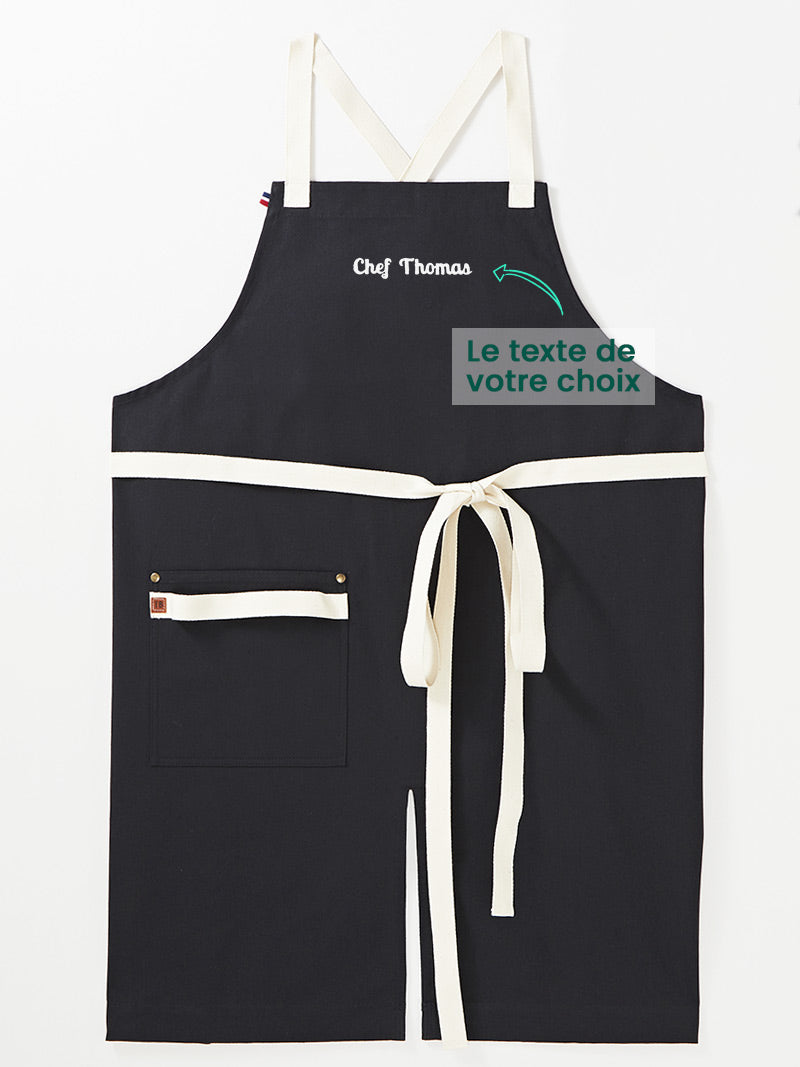 tablier rumba noir brodé