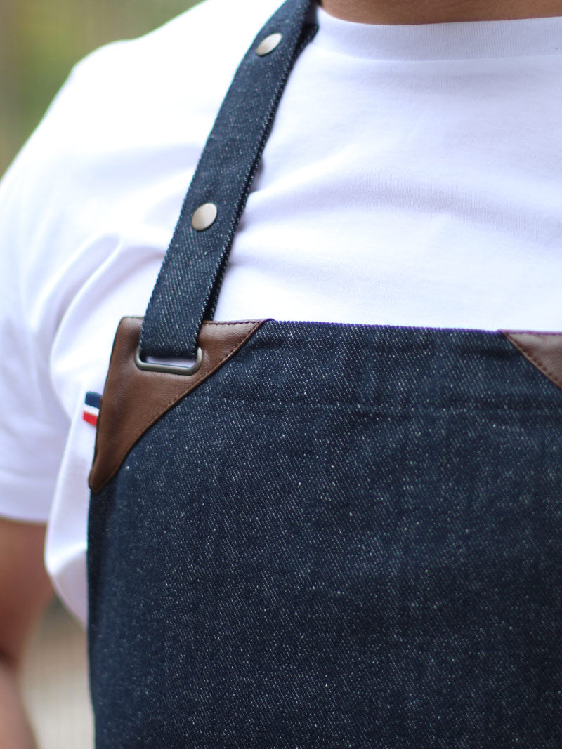 tablier tango denim porté détails