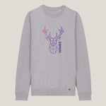 sweat-shirt gris chiné Grand cerf stylisé