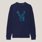 sweat-shirt bleu marine Grand cerf stylisé
