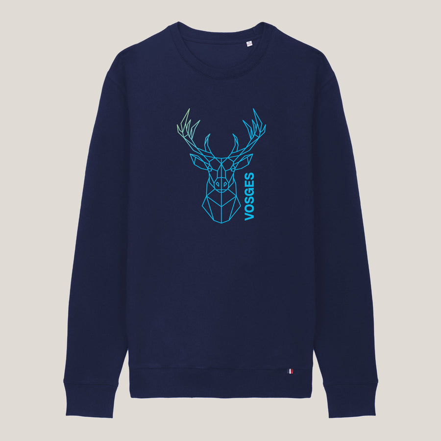 sweat-shirt bleu marine Grand cerf stylisé