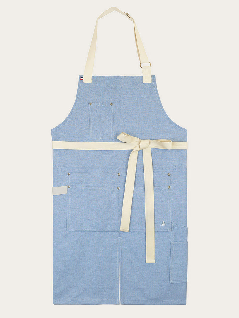tablier Cumbia denim clair piqué à plat