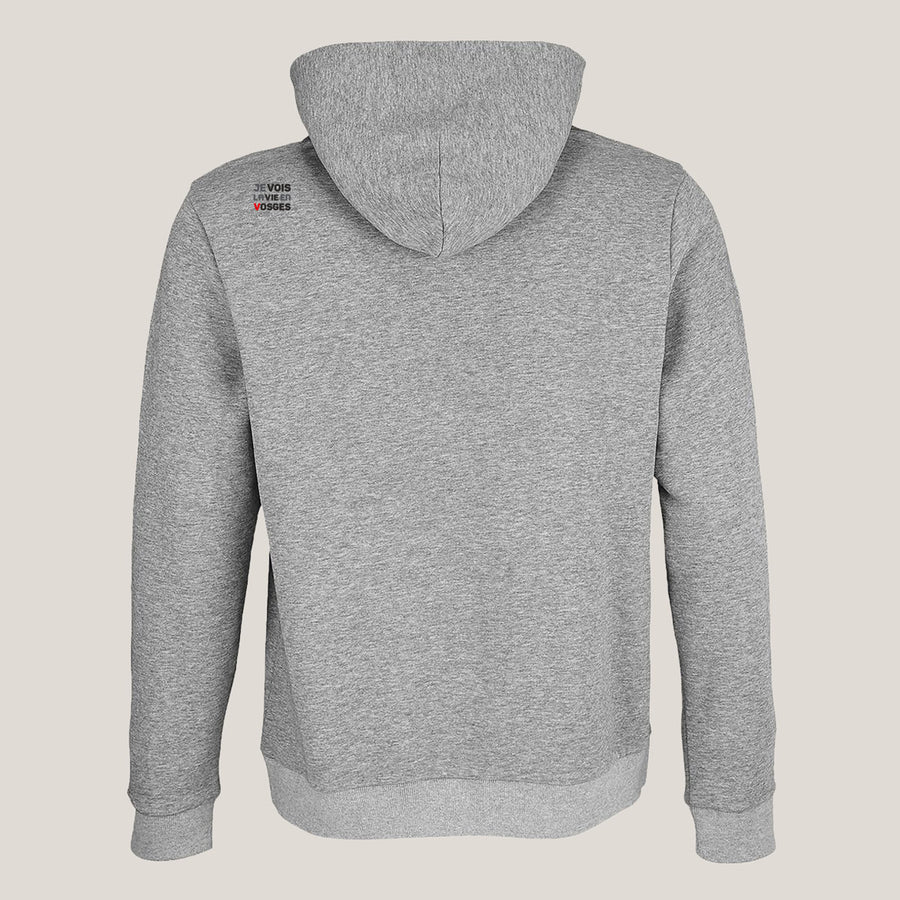 dos du hoodie gris chiné Je Vois la Vie en Vosges