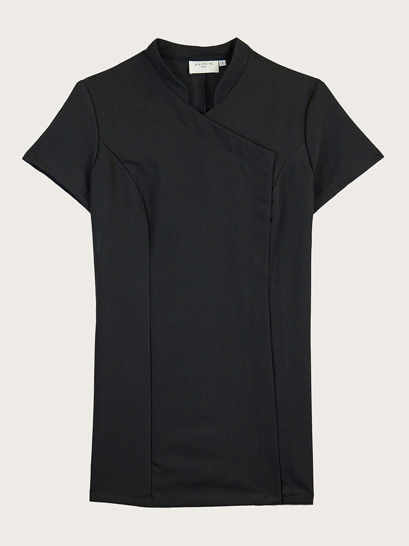 Blouse noir Laurène piquée à plat